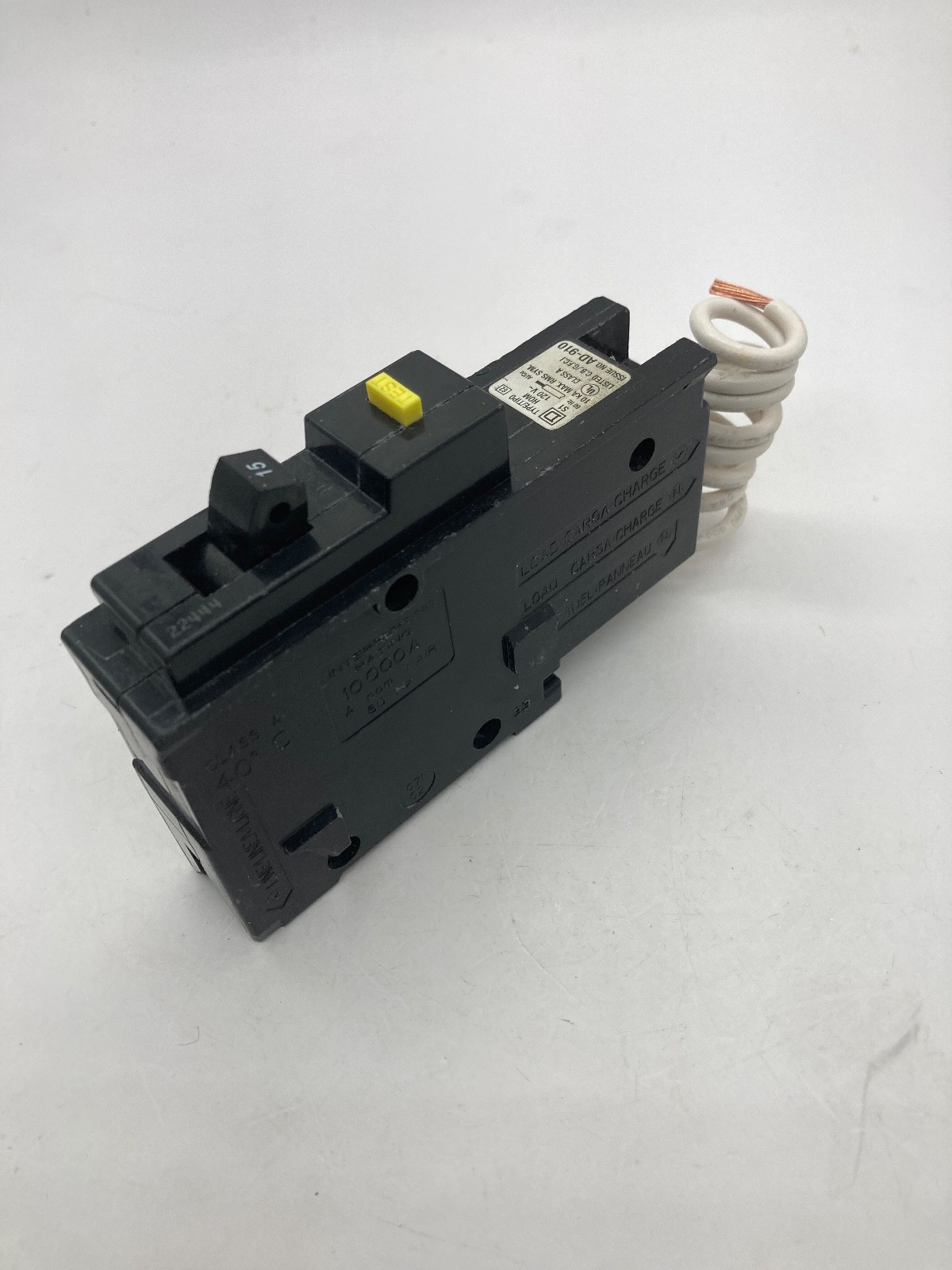 Homeline HOM115GFI 15 Amp 1 Pole 120V Plug On Ground Fault GFCI Circuit Breaker
