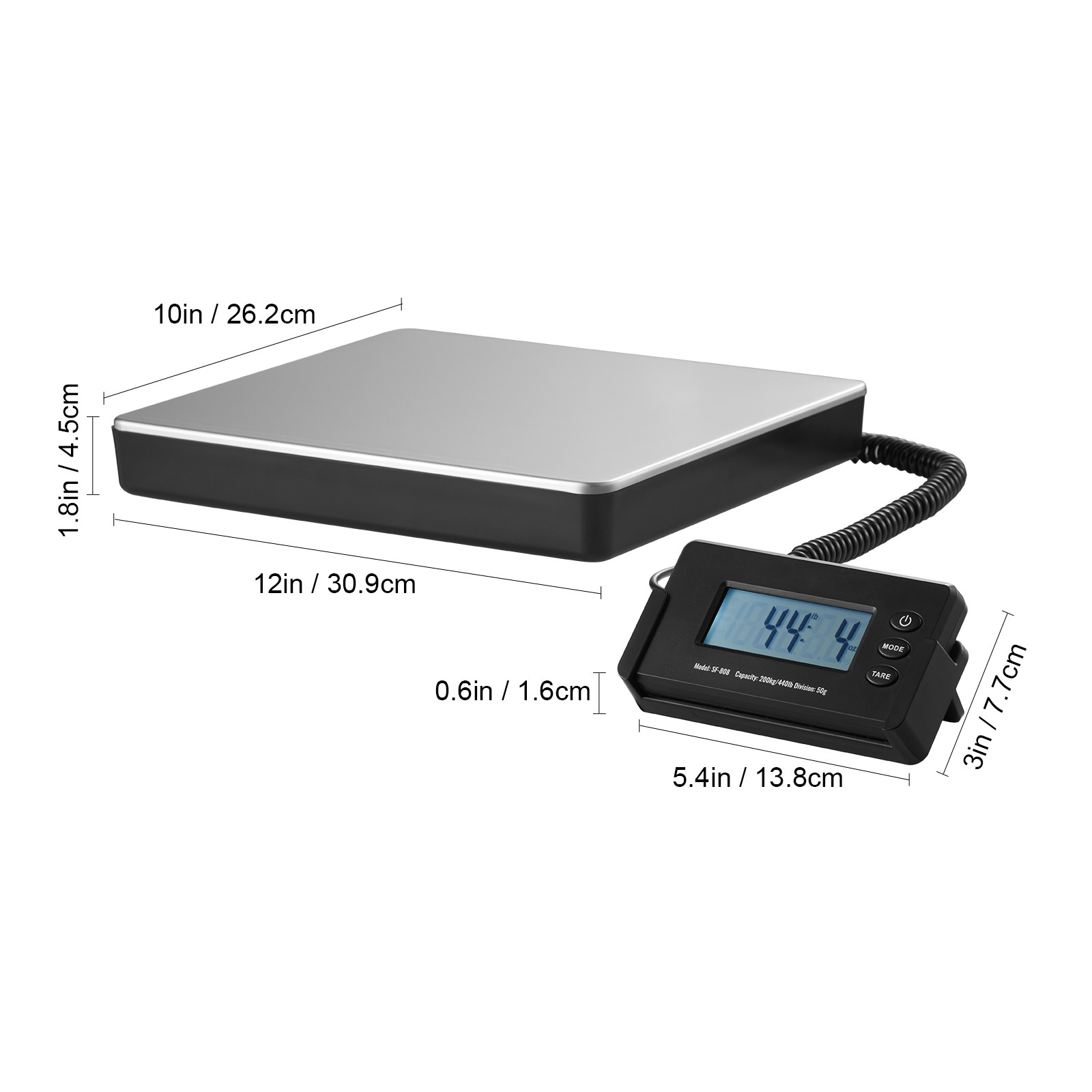 VEVOR Shipping Scale Digital Postal Scale 440 lbs x 1.7 oz. AC/DC Package LCD