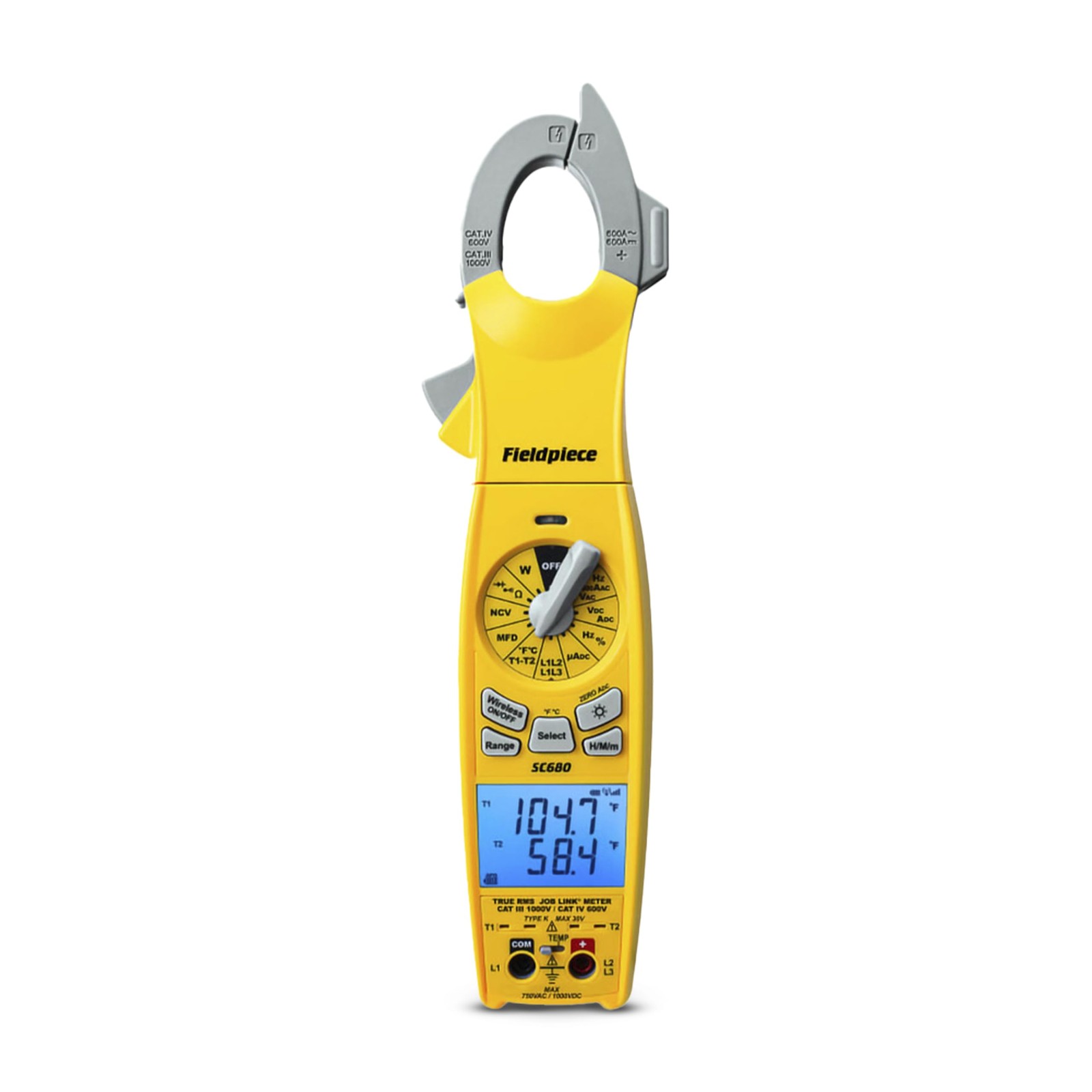Fieldpiece SC680 Clamp Meter – Wireless Power 4 x 18.5 x 3.5 inches, Yellow
