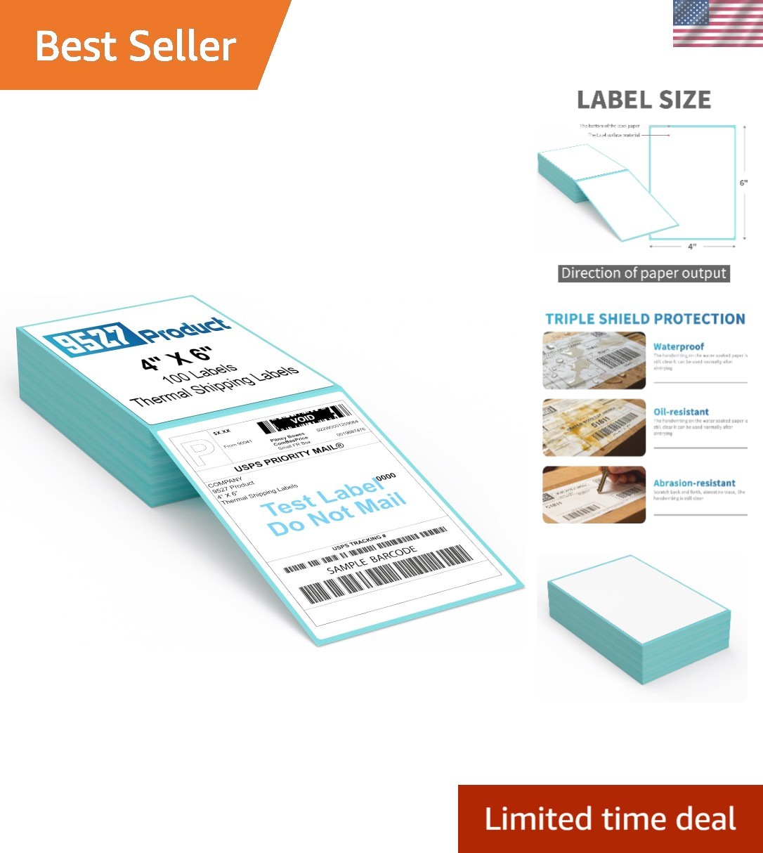 Innovative 4×6 Blue Perforated Direct Thermal Labels – 100 Labels per Stack