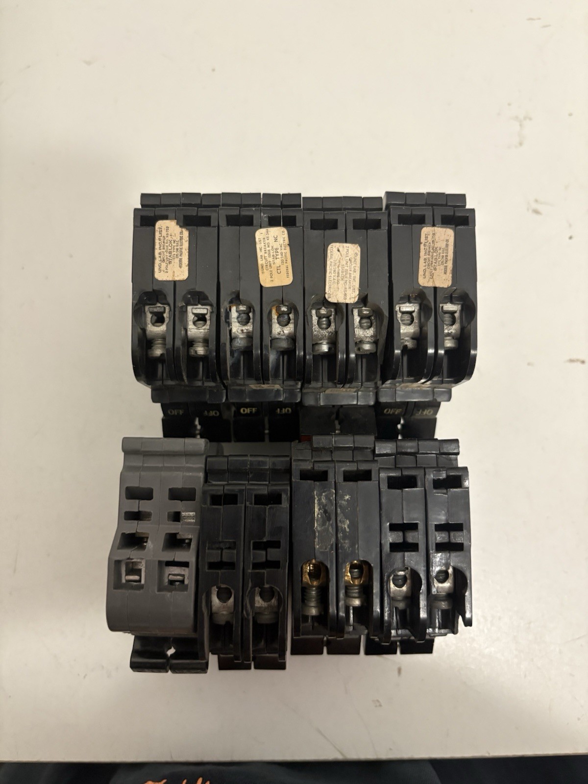 (Lot Of 8) Federal Pacific NC220 2 Pole 20 Amp Stab Lok Circuit Breaker – Flawed
