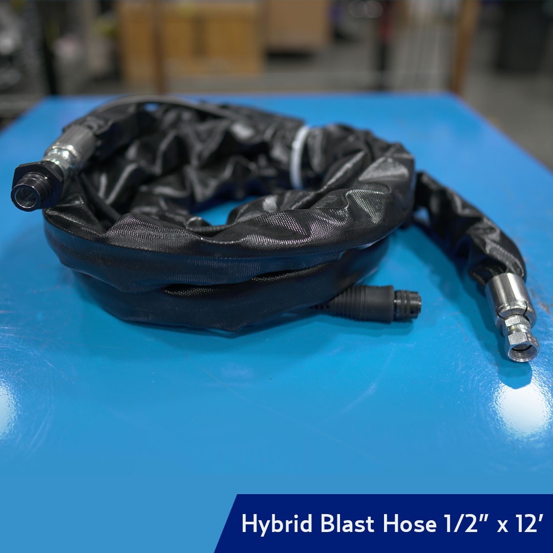 HOSE, BLAST W/ 3/4 IN QD PLUG, 1/2 IN X 12 FT, ELECTRIC, HYBRID, AERO2 SERIES