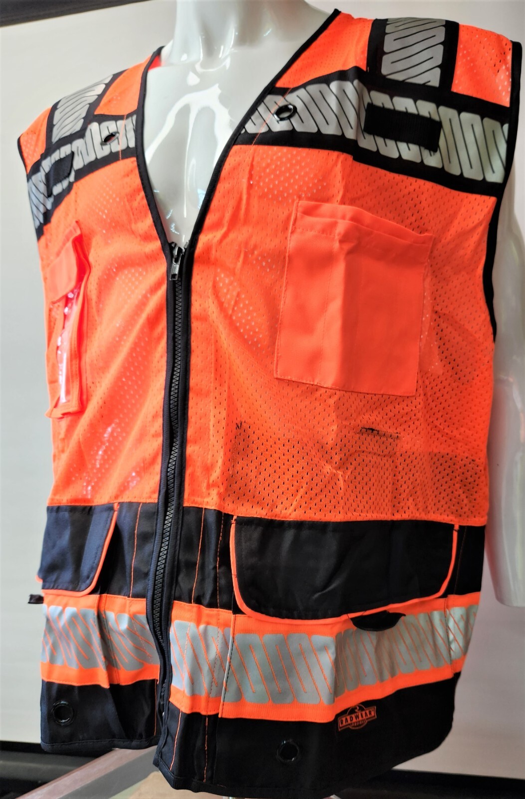 RADIANS HIGH VISIBILITY Surveyor Two Tones Orange Safety Vest Mesh front & back