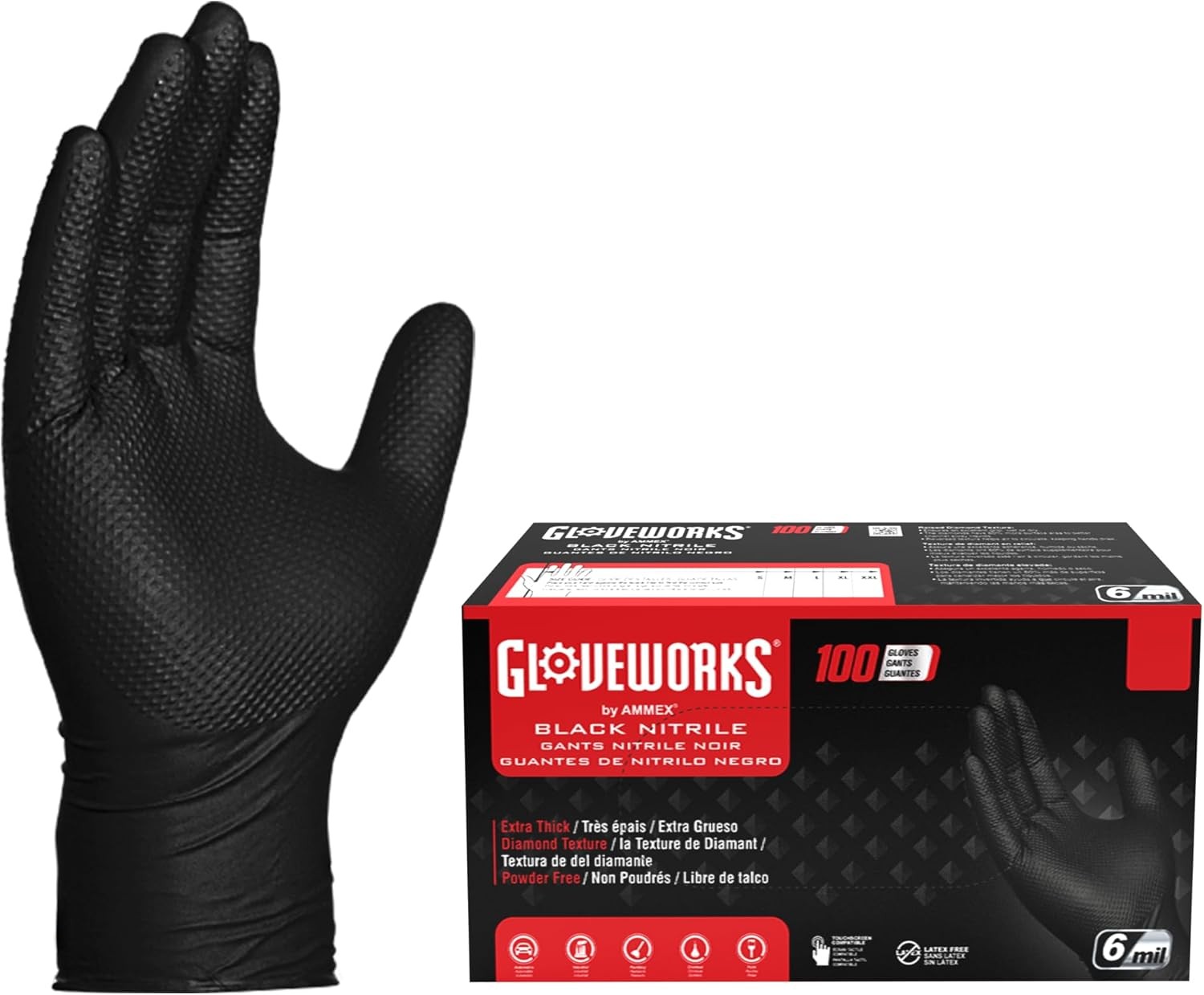 Green Nitrile Gloves 8 Mil Heavy Duty Disposable Textured Industrial Gloves