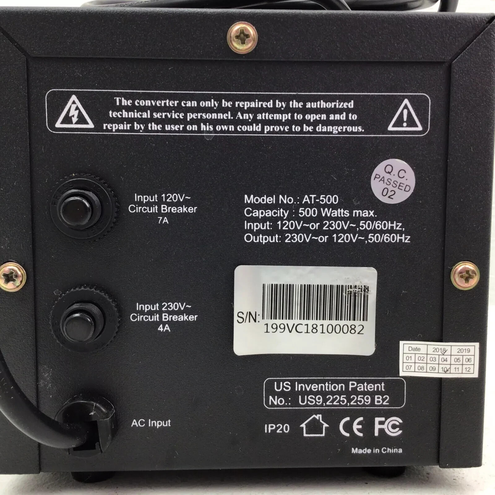 SEYAS 500W Auto Step Up & Step Down Voltage Transformer 110-240VAC