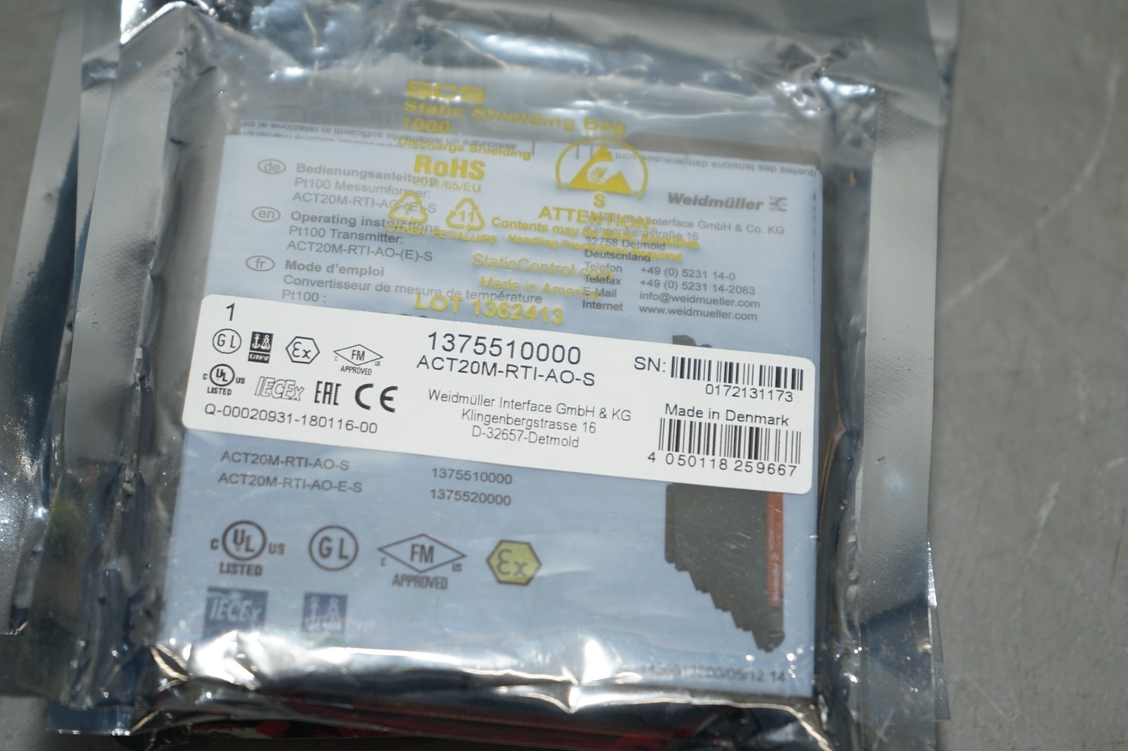 ^ Weidmüller ACT20M-RTI-AO-S Signal Isolator/Transmitter 1375510000 #X5193