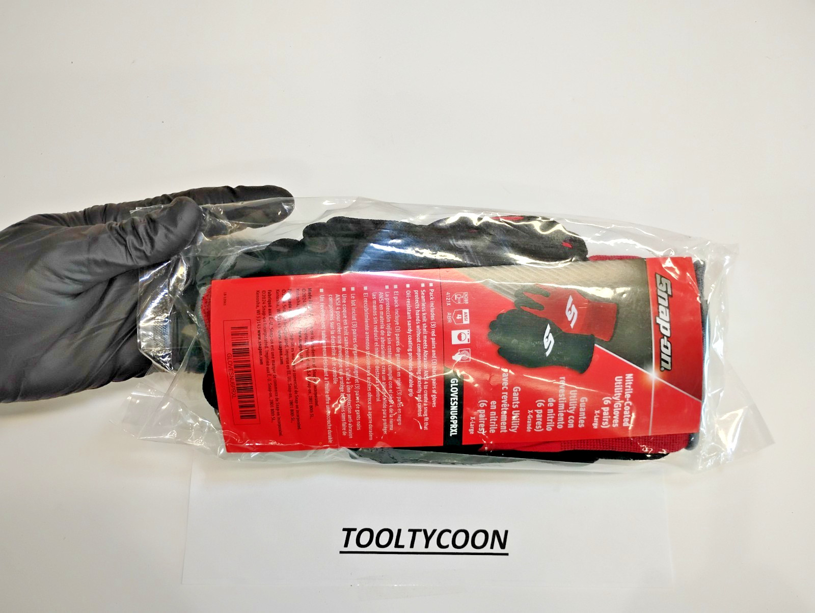 Snap-On Tools GLOVESNU6PRXL NEW Utility Gloves NITRILE Coated (6 PAIR) XL