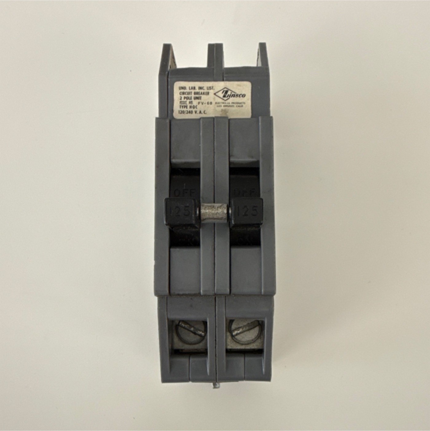 Zinsco HQC 2-Pole 125A Circuit Breaker 120/240V Branch Circuit Switch