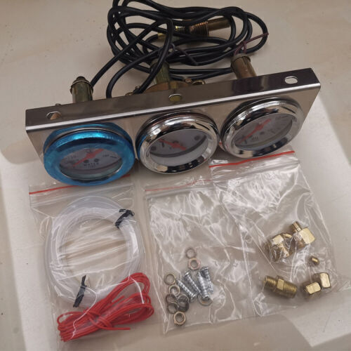3 in1 52mm 2″ Chrome Car Triple Gauge Set Kit Water Temp Oil Pressure Volt Meter
