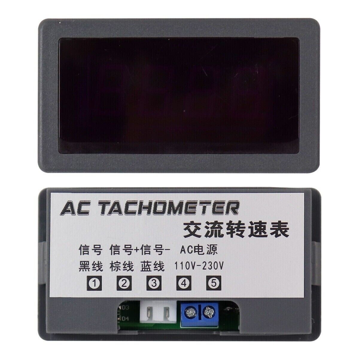 AC 110V-230V High Precision Digital LED Motor Speed Tachometer Anti-jamming Hall