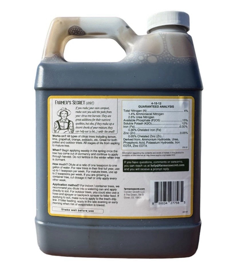Citrus Tree Booster Fertilizer (32oz) – Super Concentrated 100% ORGANIC NON GMO