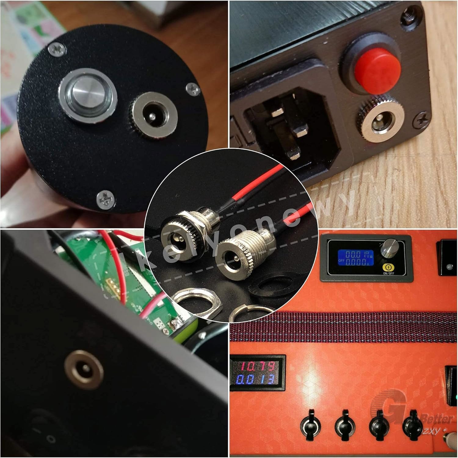 DC Female Panel Mount Power Supply Jack Socket Plug Connector 2.1/2.5 With cable