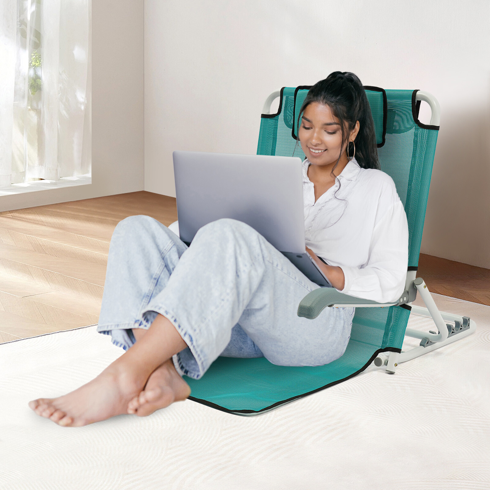 Foldable Adjustable Bed Backrest Support Sit-up Back Rest Bed Chair 198.42 lbs
