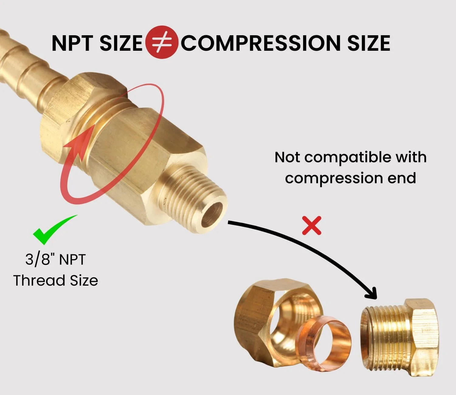 3/8″ NPT Female to 1/4″ NPT Male Brass Pipe Fitting Reducer Adapter, 2 PCS | Thr