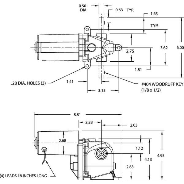 Dayton 1Lpz6 Ac/Dc Gearmotor, 90 Rpm, 115V, Open Vented