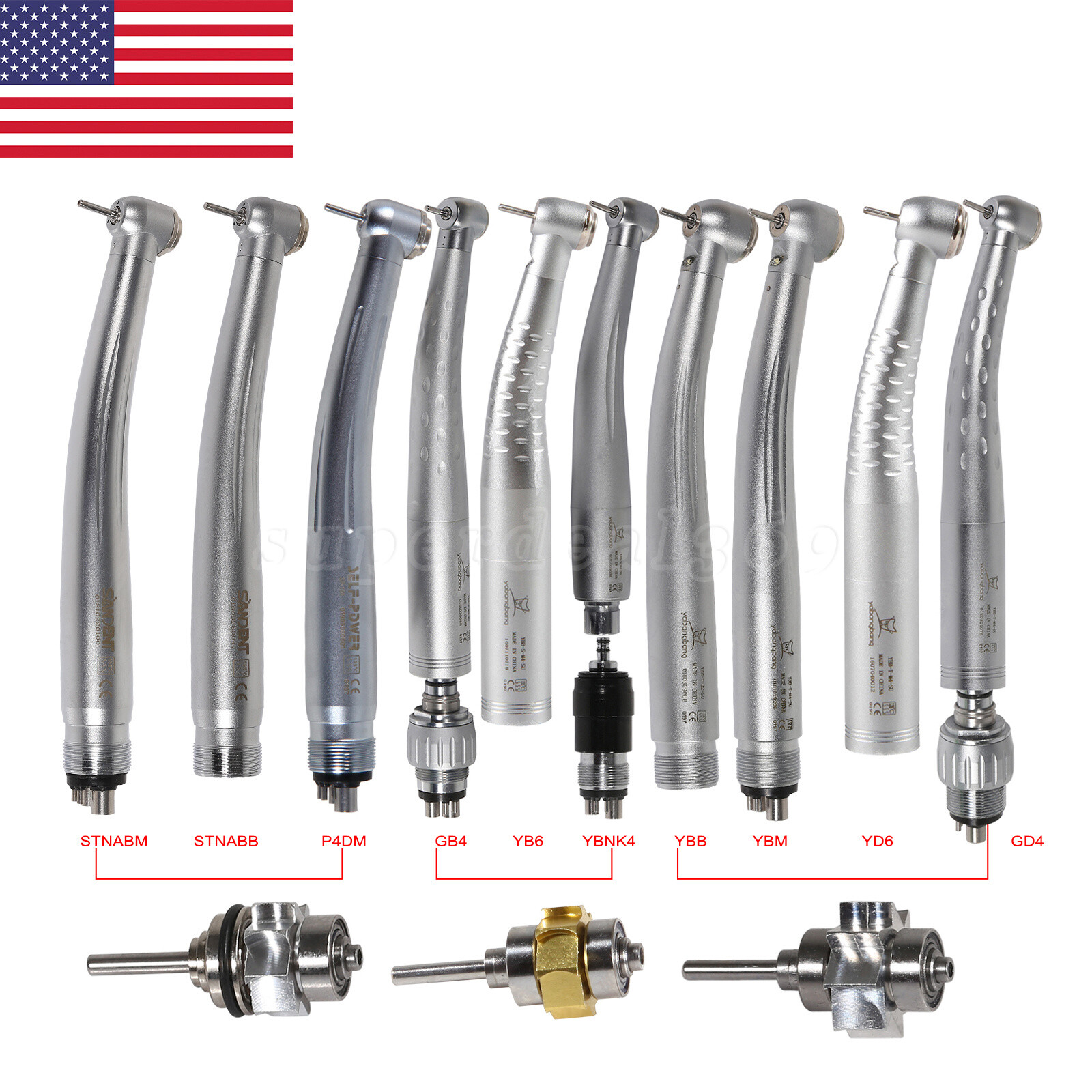 USA Dental High Speed Turbine Handpiece /E-generator LED /Fiber Optic 2/4/6H SA