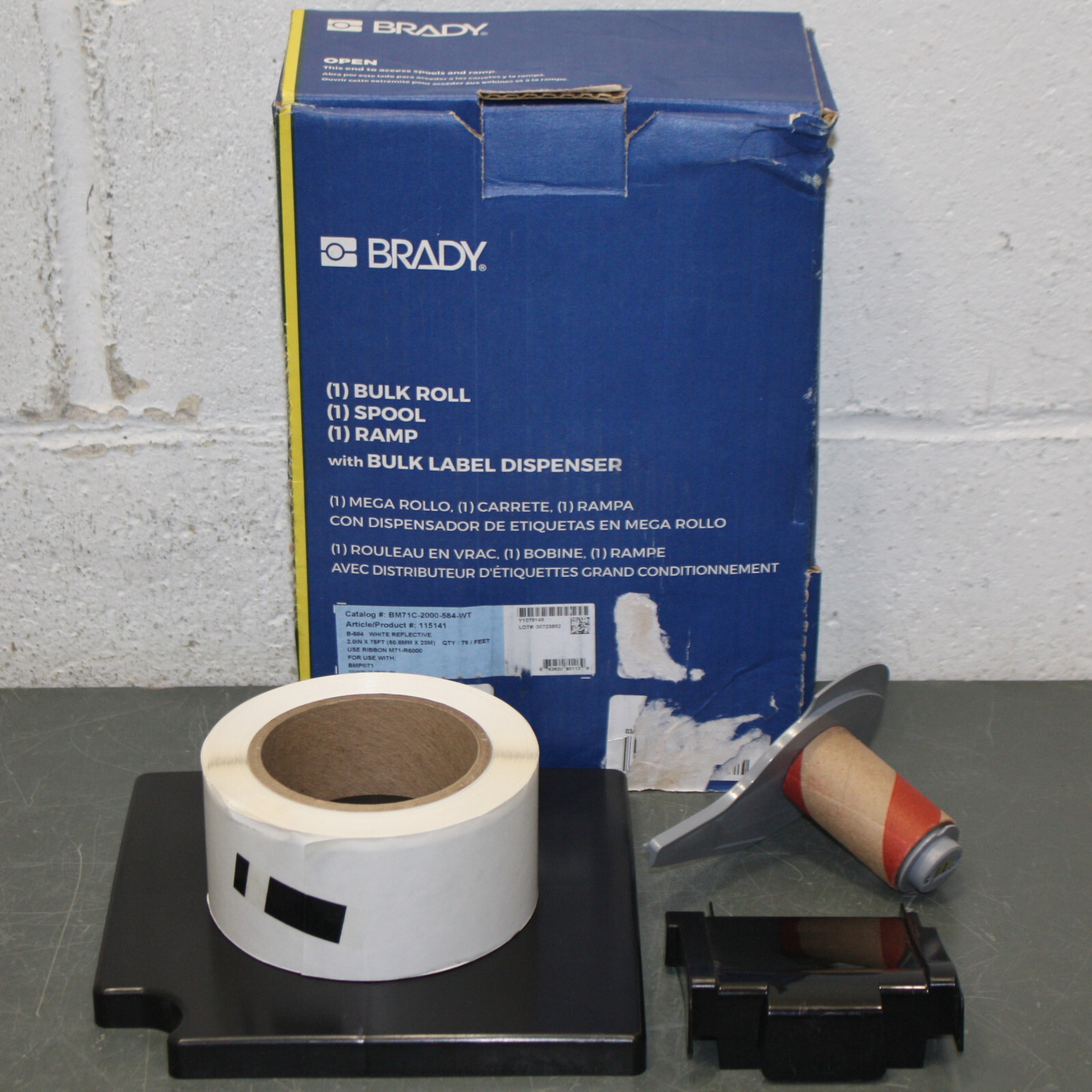Brady Continuous Label Roll in Box BM71C-2000-584-WT, 2″ x 75ft, Reflective Tape