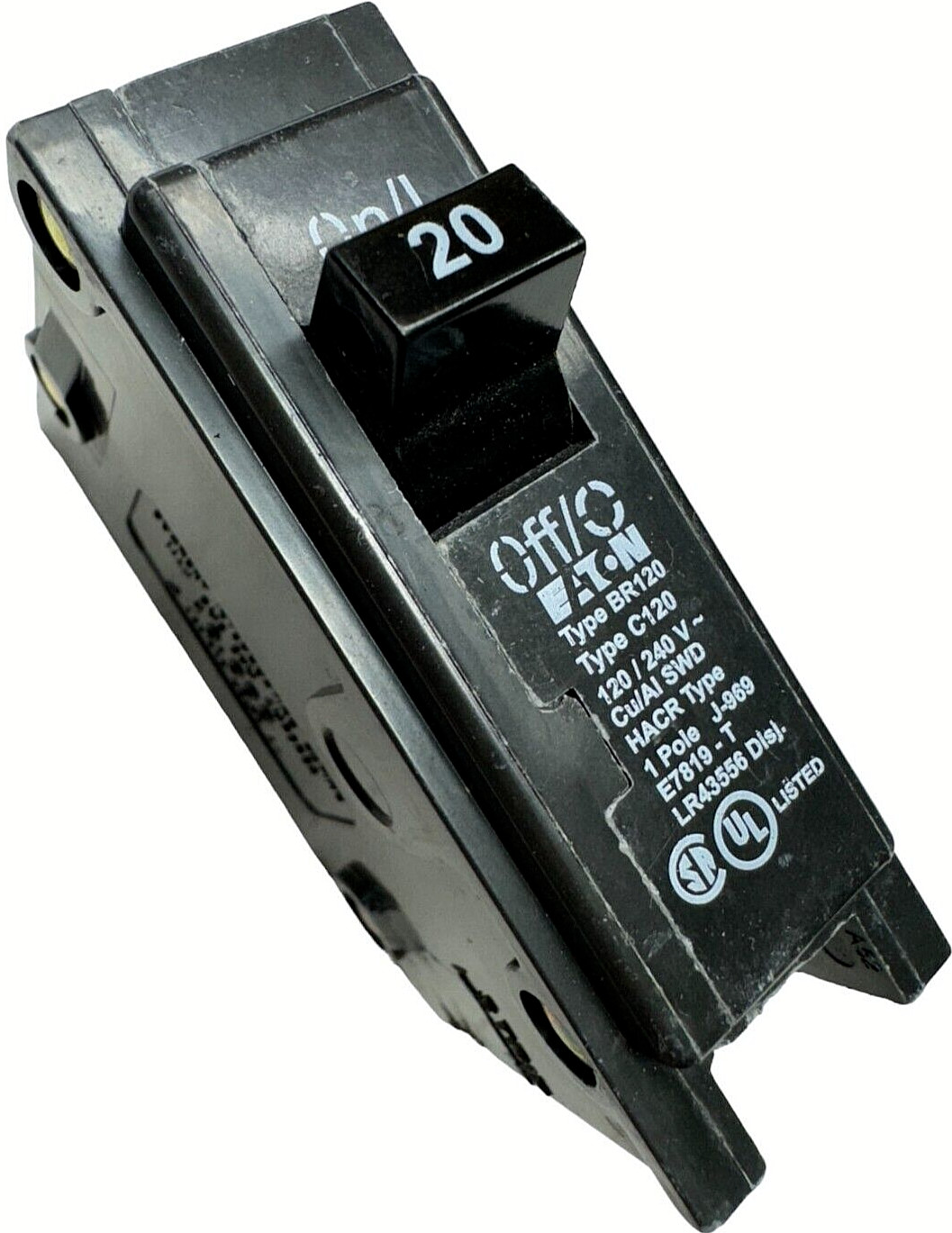 (Pack of 2) Eaton BR120 Circuit Breaker 1-Pole 20A, 120/240V, Type C120