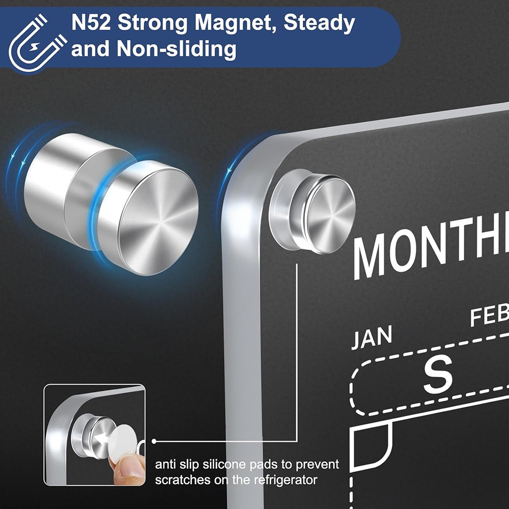 17×12 Acrylic Magnetic Dry Erase Board Calendar for Fridge, Clear Month Planner