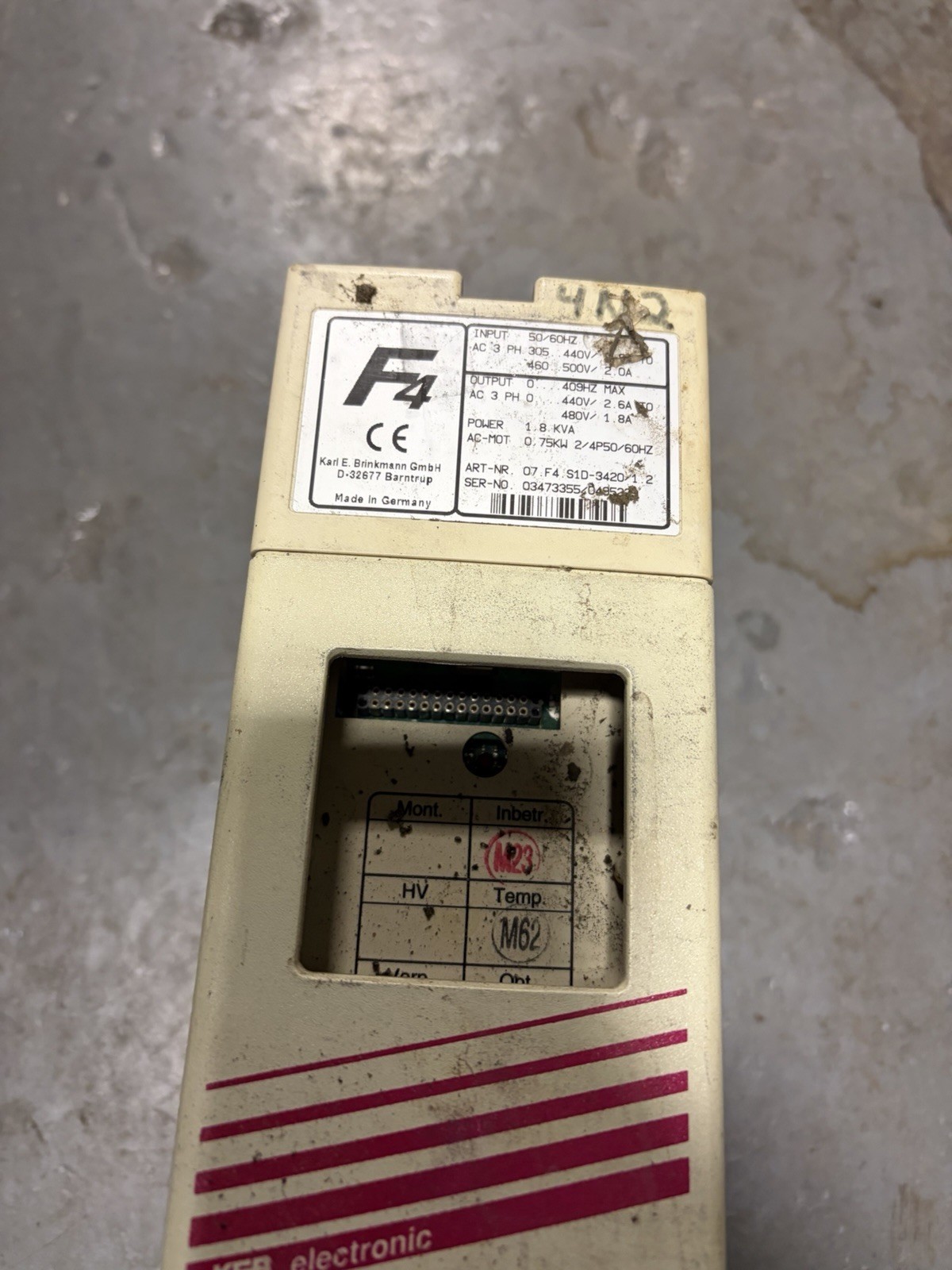 KEB 07.F4.S1D-3420/1.2 V1.2 Combivert AC Drive USED