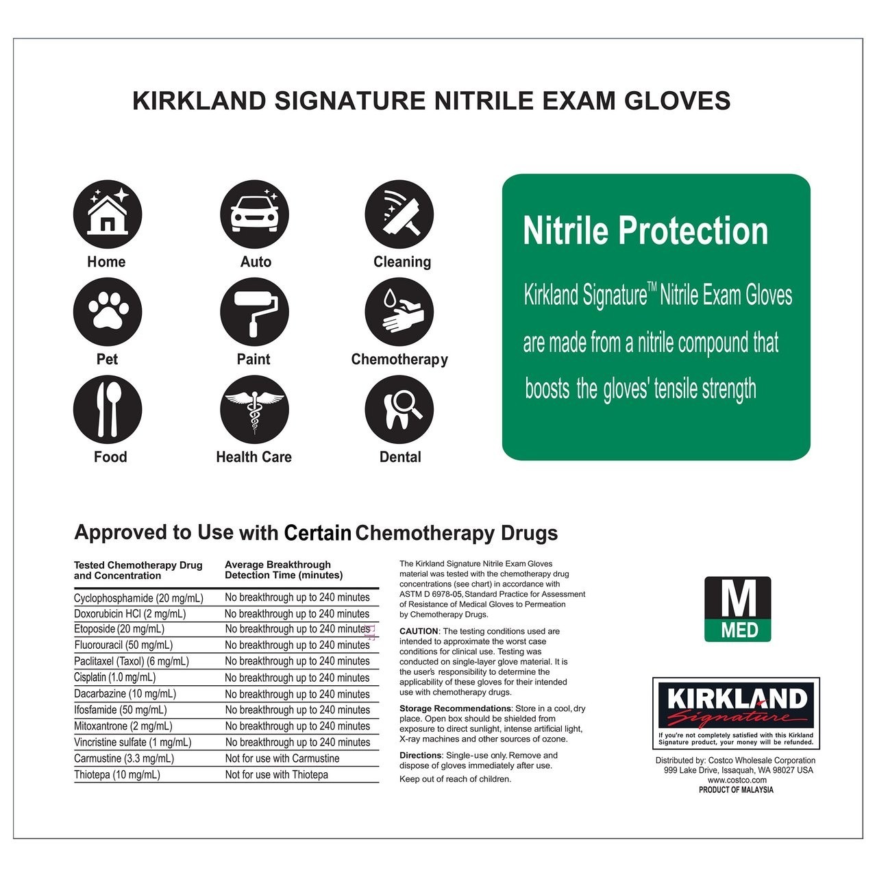 Kirkland Signature Nitrile Exam Gloves 400 Count Disposable Multipurpose Gloves