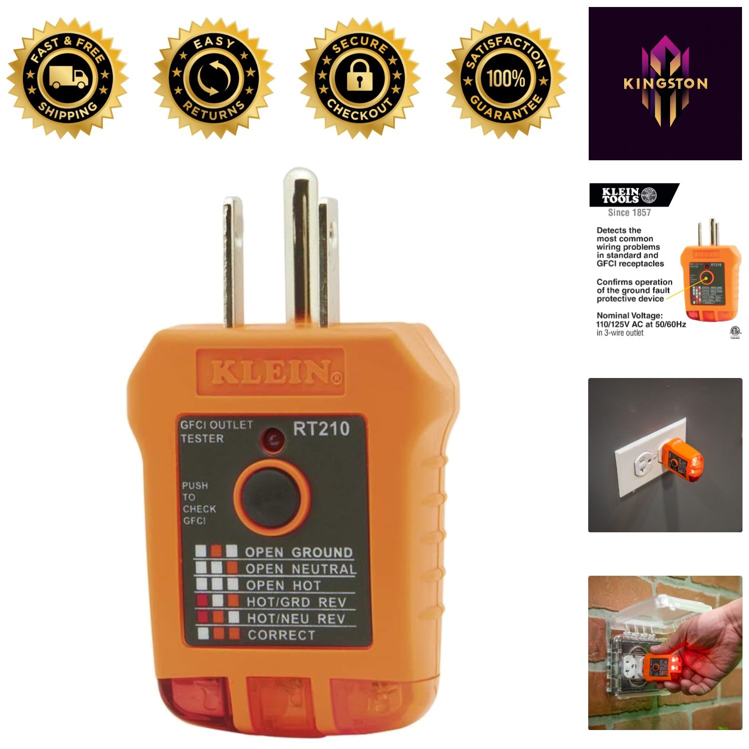 GFCI Outlet Tester for Safe & Accurate Wiring Checks – 110V Hand-Powered Tool