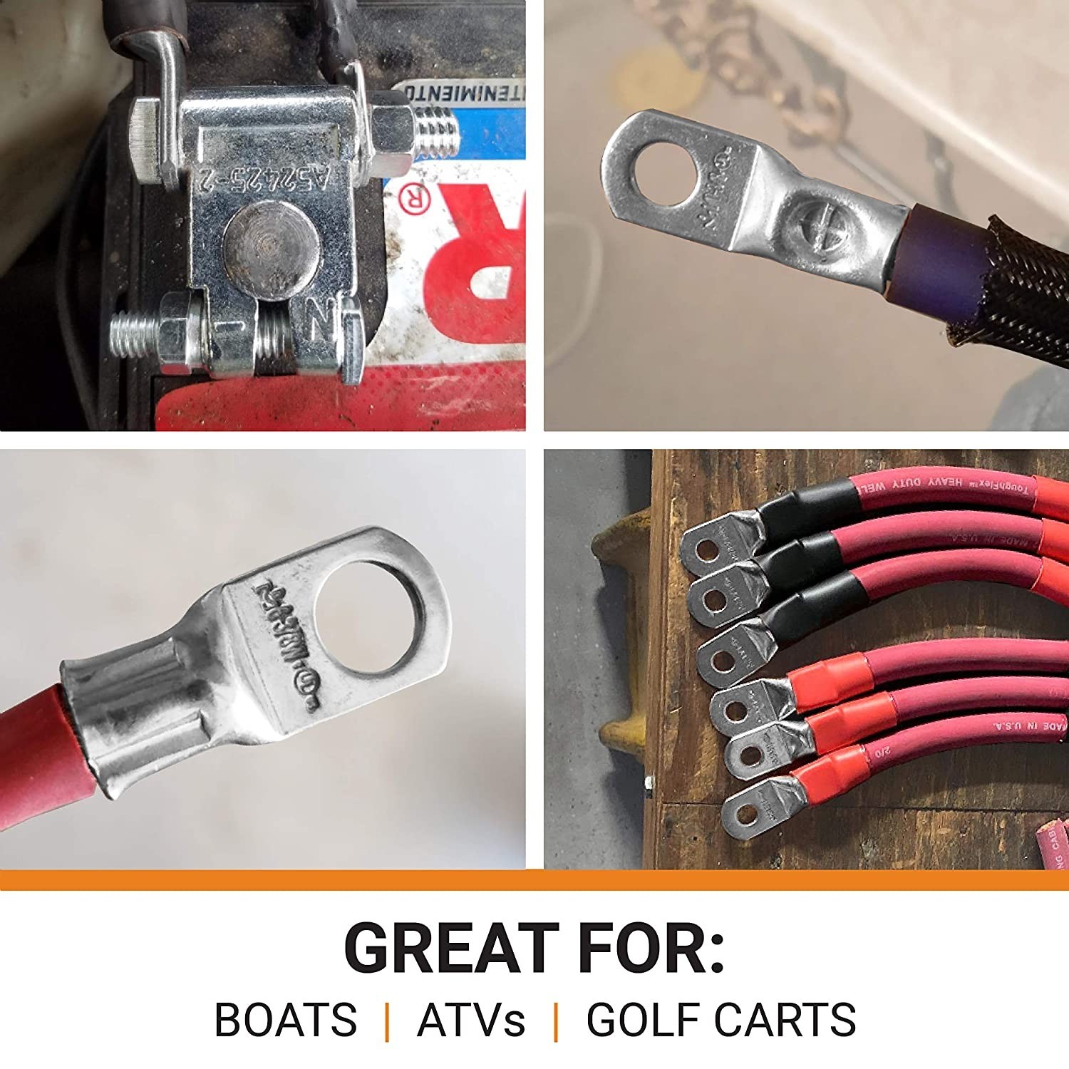 Battery Cable Marine Grade Wire Tinned Copper 10,8,6,4,2,2/0,4/0 AWG Gauge Foot
