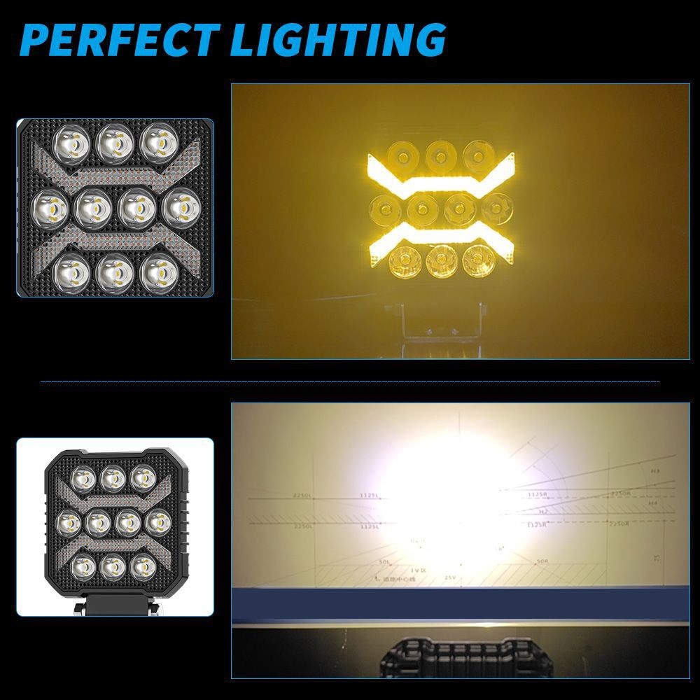2X Square 4.3» in LED Work Light Headights Fit John Deere Kubota Kubota Tractor