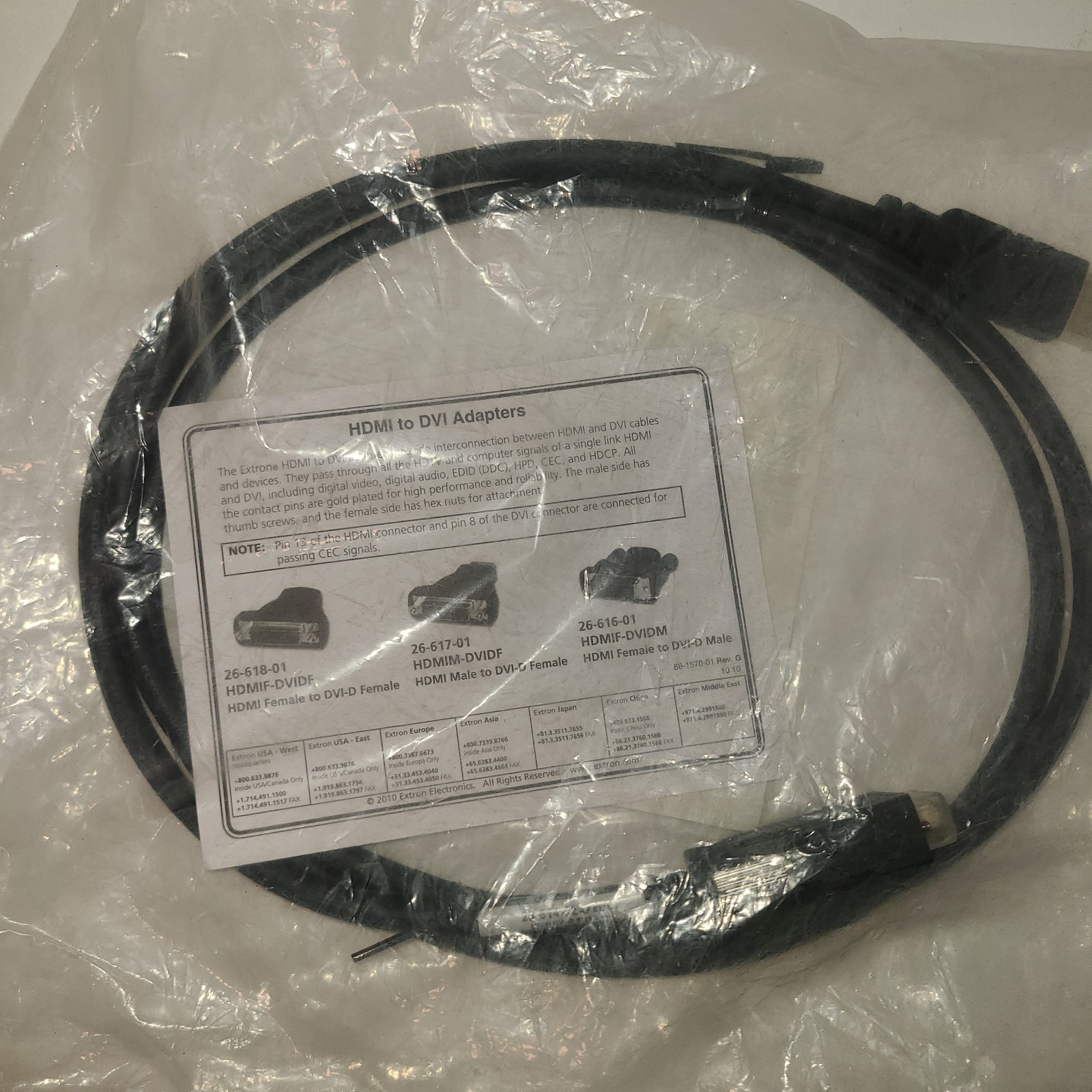 Extron HDMI to DVI-D 6 Ft 26-614-02 – Brand New Sealed High End Cable