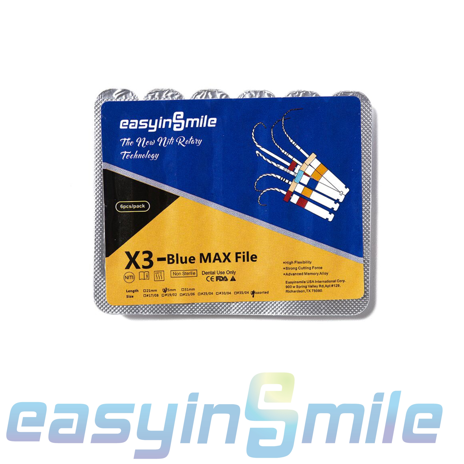6pcs/Pack Dental Endodontic Blue Files X3 Max NITI Rotaty Endo Files Engine Use