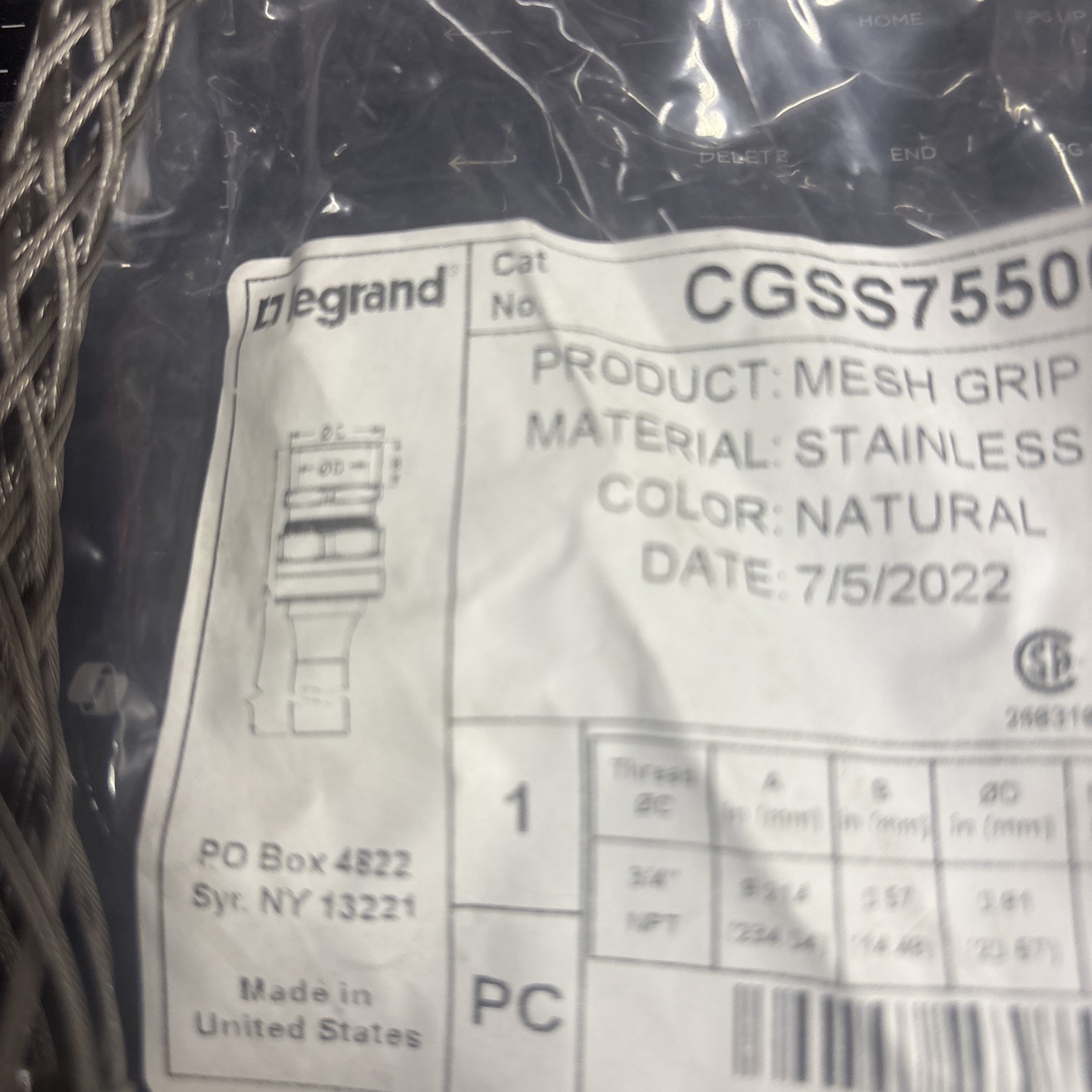 Legrand Cgss75500m Mesh Grip Connector Stainless Steel