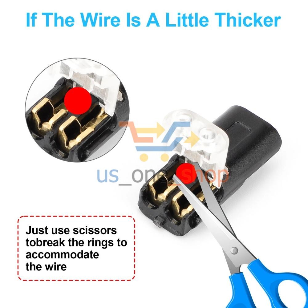 100Pcs Double-Wire Plug-in Connector, Cable Clamp with Locking Buckle, AWG 18-22