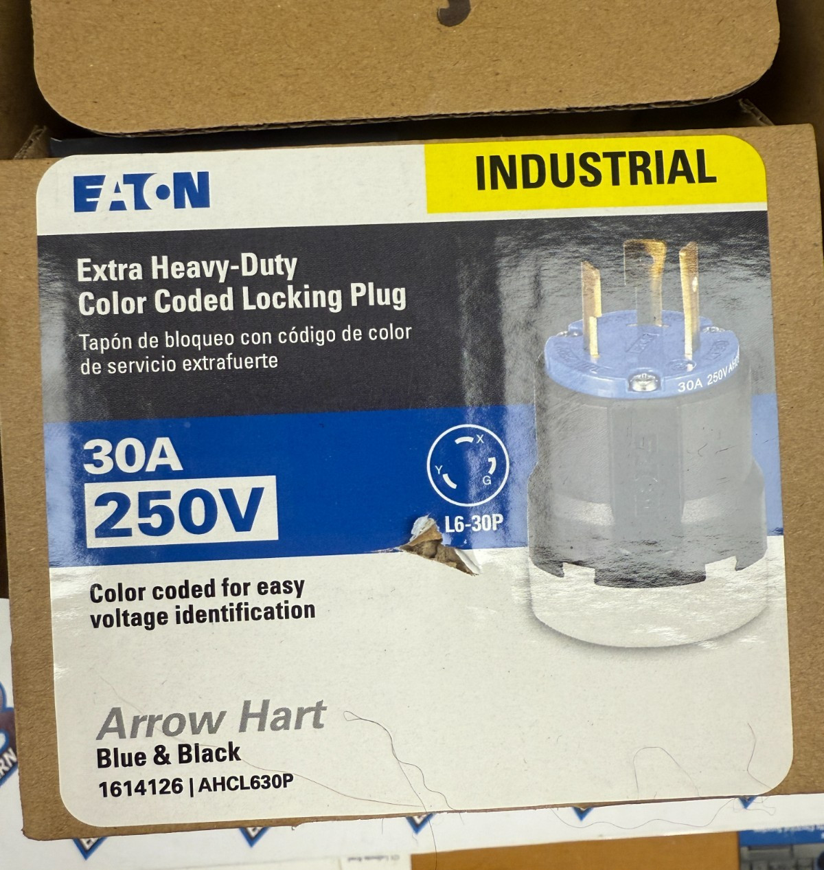 Eaton AHCL630P Twistlock Plug (BOX OF 6) 30 Amp 250 Volt 3W Blue L6-30P -NEW-B