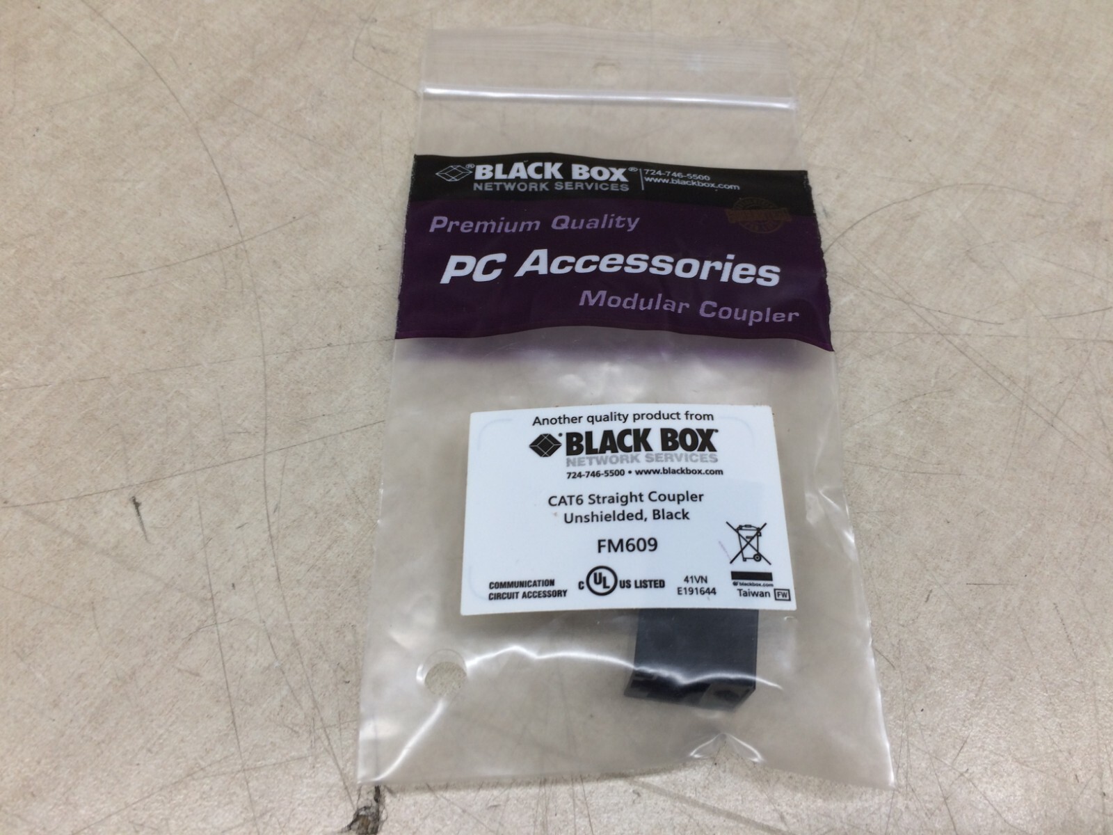 Lot of 10 Cat6 Coupler Black FM609 Unshielded Straight Black Box
