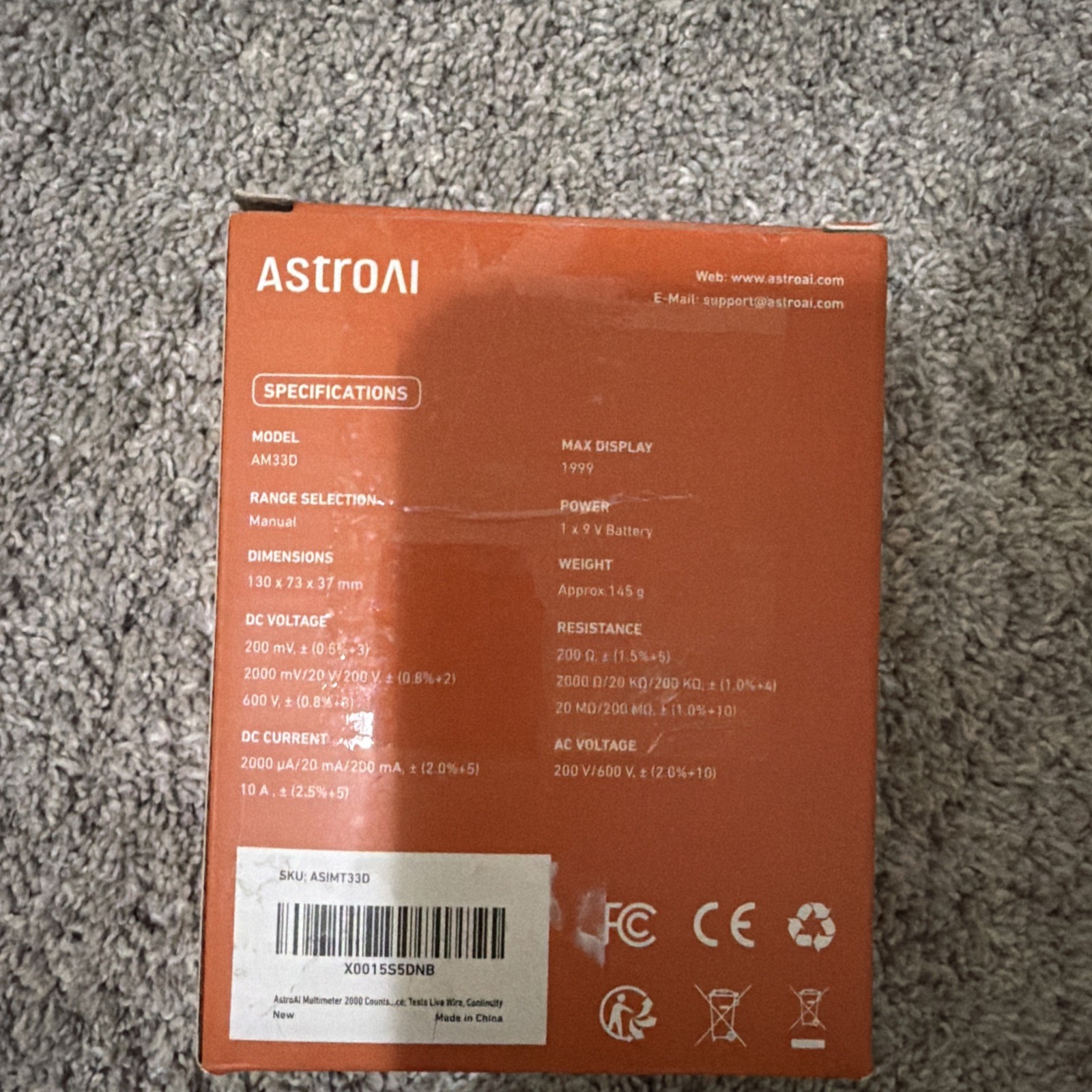 AstroAI Multimeter Tester 2000 Counts Digital With DC AC*(Battery not included)*