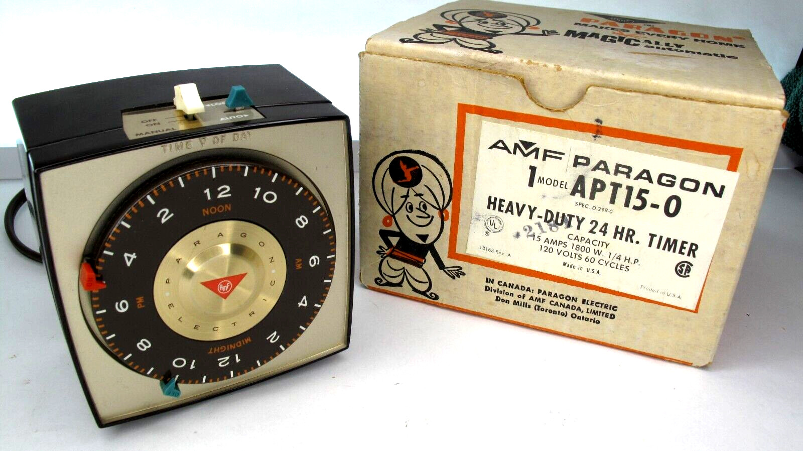 Vintage AMF Paragon APT15-0 Heavy Duty 24 Hour Timer 15 Amps 1800 Watts