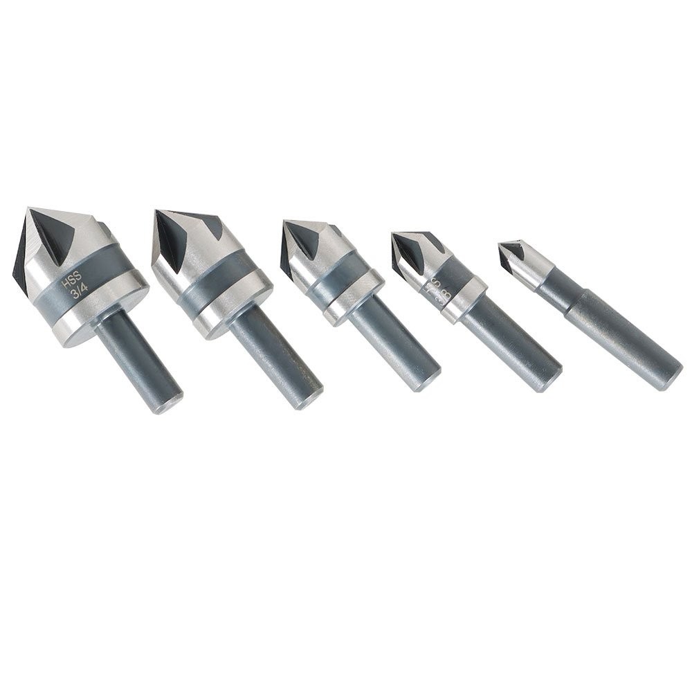 5 Pack High-Speed Steel Countersink Drill Bit Set For Metals Wood And Plastic
