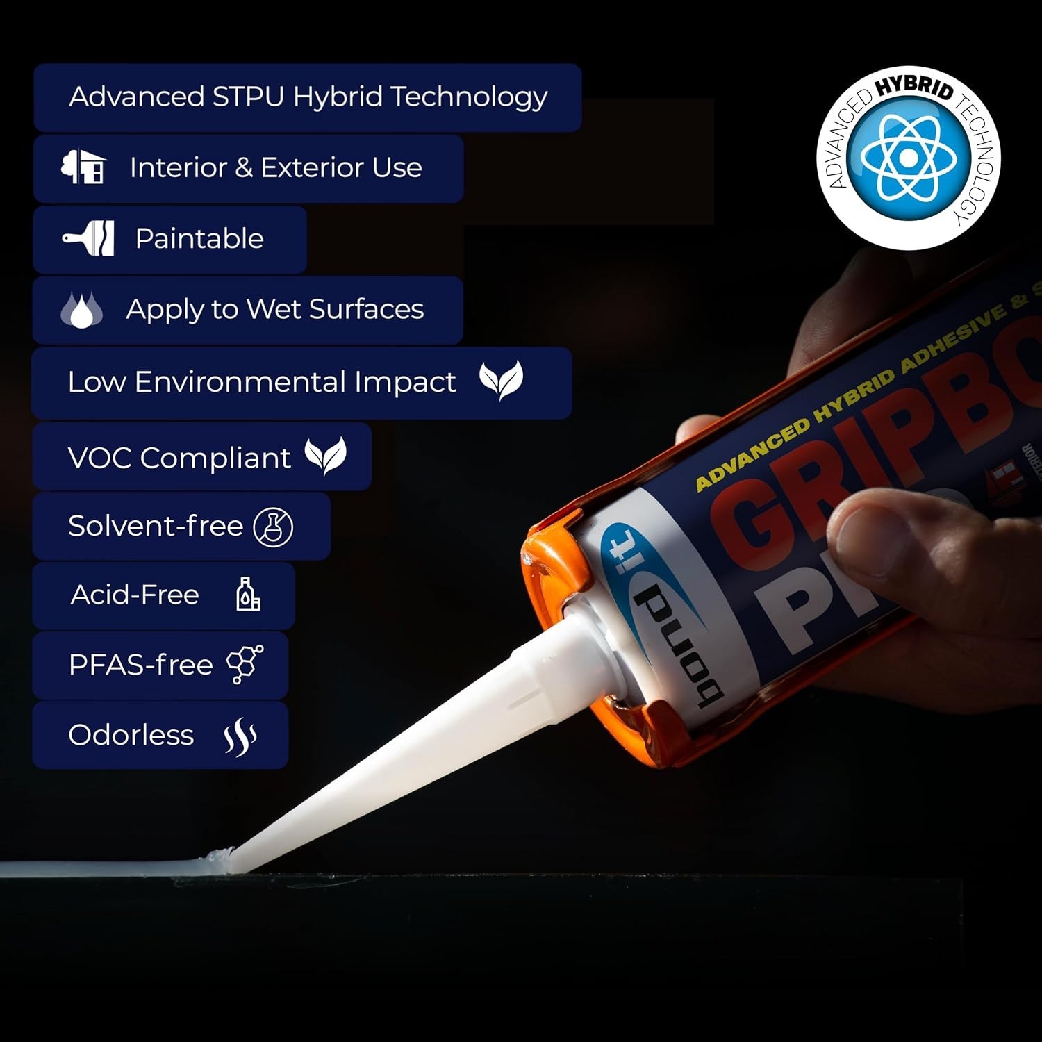 Gripbond PRO: Paintable Waterproof Hybrid Sealant & Adhesive – Multi-Surface Use