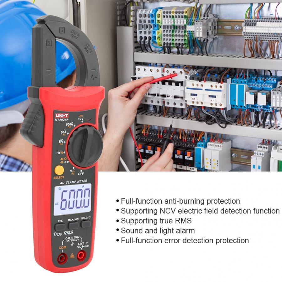 UNI-T UT202A+ LCD Digital Clamp Meter Multimeter Voltage Ampere Ohm NCV Tester