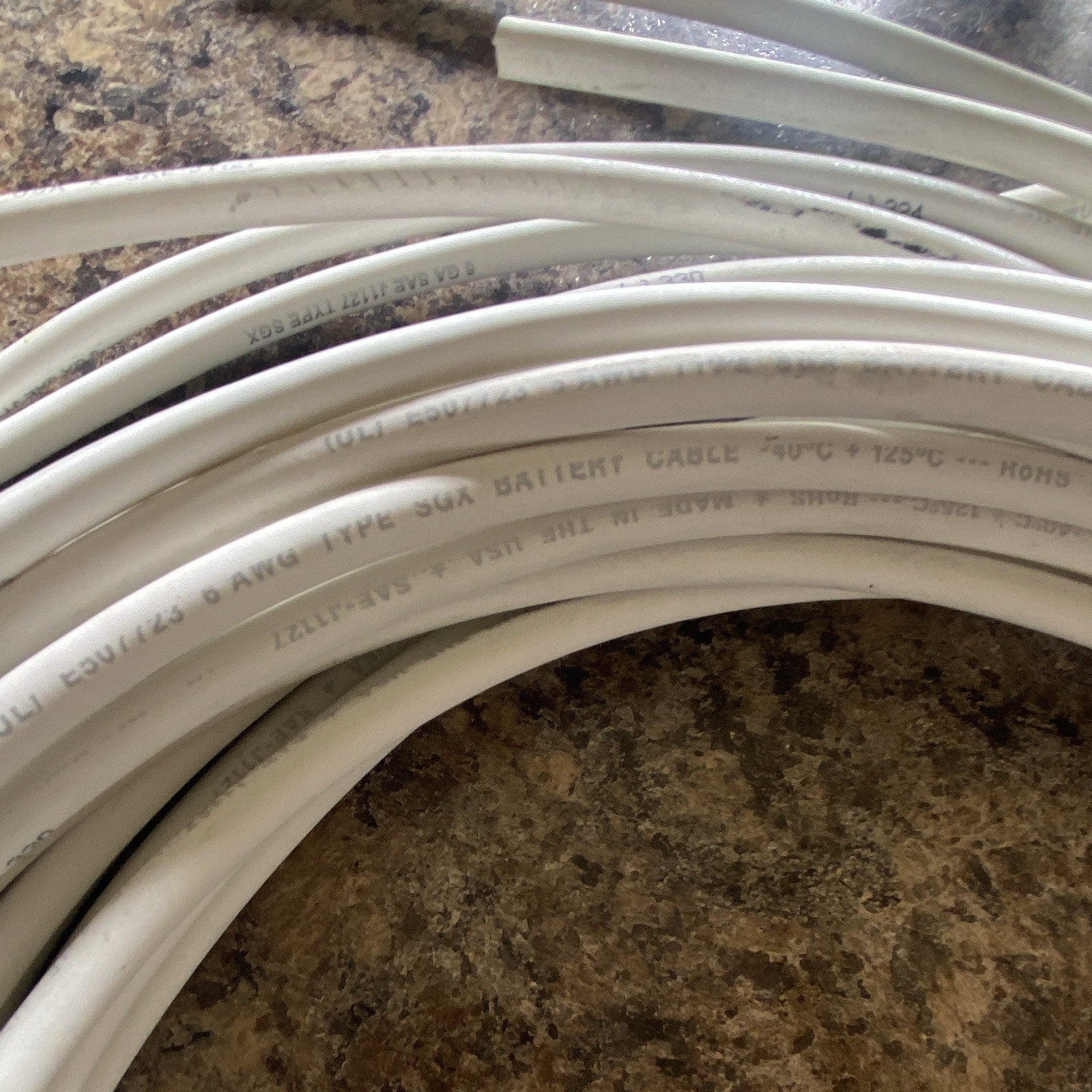 6 Gauge Cable Copper Stranded – 6 pcs. (10ft. Each) White Lot # 5