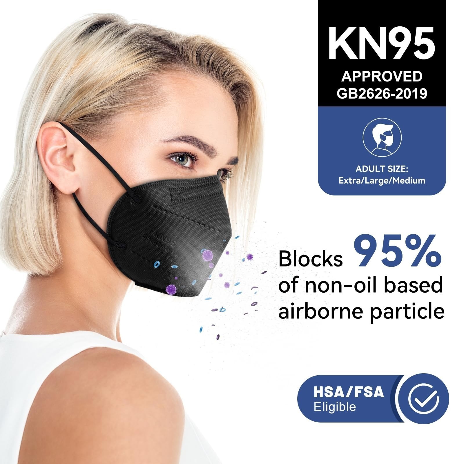 KN95 Face Masks Black Adults – 100 Pack 1 Count (Pack of 100),
