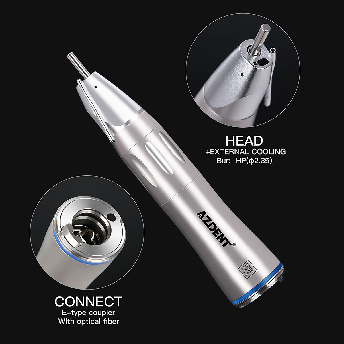 Dental 1:1 Fiber Optic LED Low Speed Handpiece E type External Water Spray