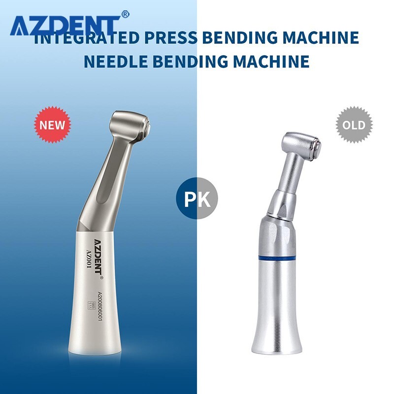 AZDENT Dental 1:1 Slow Low Speed Handpiece Push Button Contra Angle fit CA burs