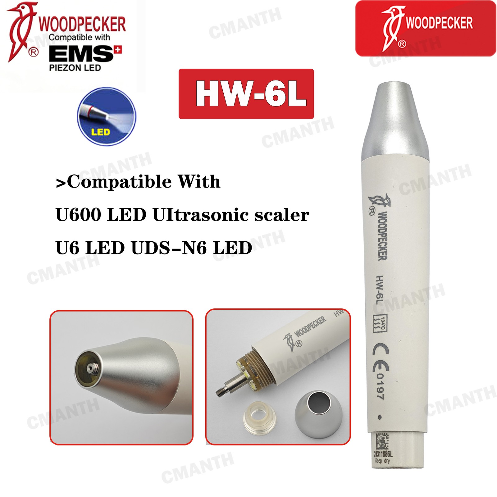Woodpecker DTE Dental Ultrasonic Scaler Handpiece Detachable Cable Tube EMS NSK