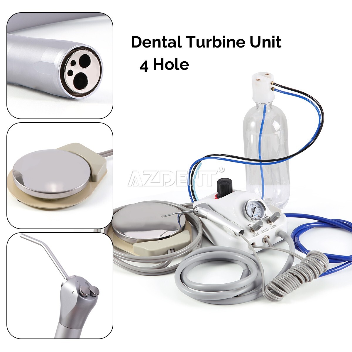 Portable Dental Turbine Unit 4 Holes Air 3 Way Syringe Work with Air Compressor