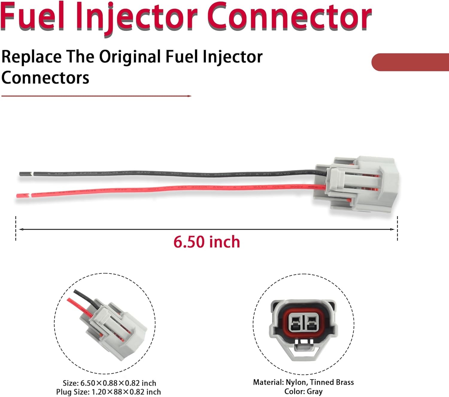 4PCS Fuel Injector Connectors with Pigtail Wiring Harness