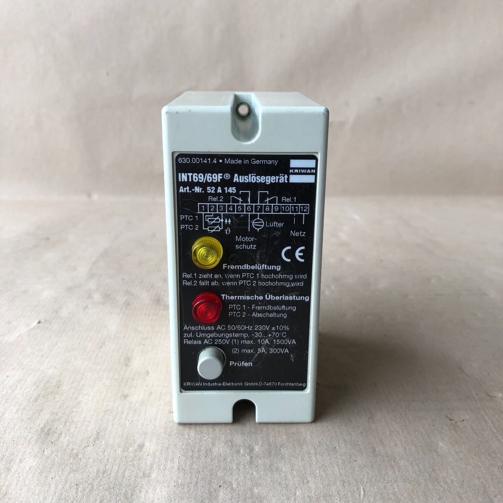 KRIWAN INT69/69F MOTOR PROTECTION RELAY 52A145 PTC THERMISTOR