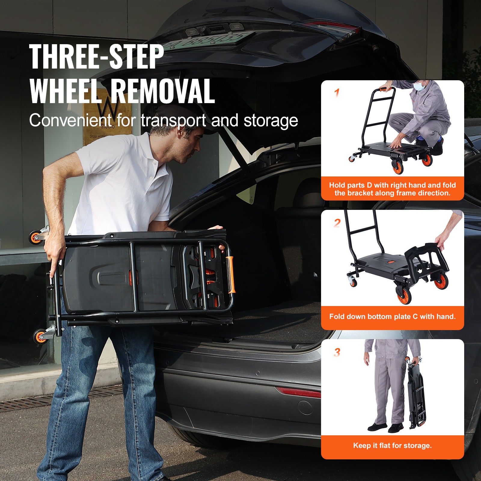 Aluminum Hand Truck 2 in 1 Folding Dolly Cart 300 lbs Capacity Heavy Duty