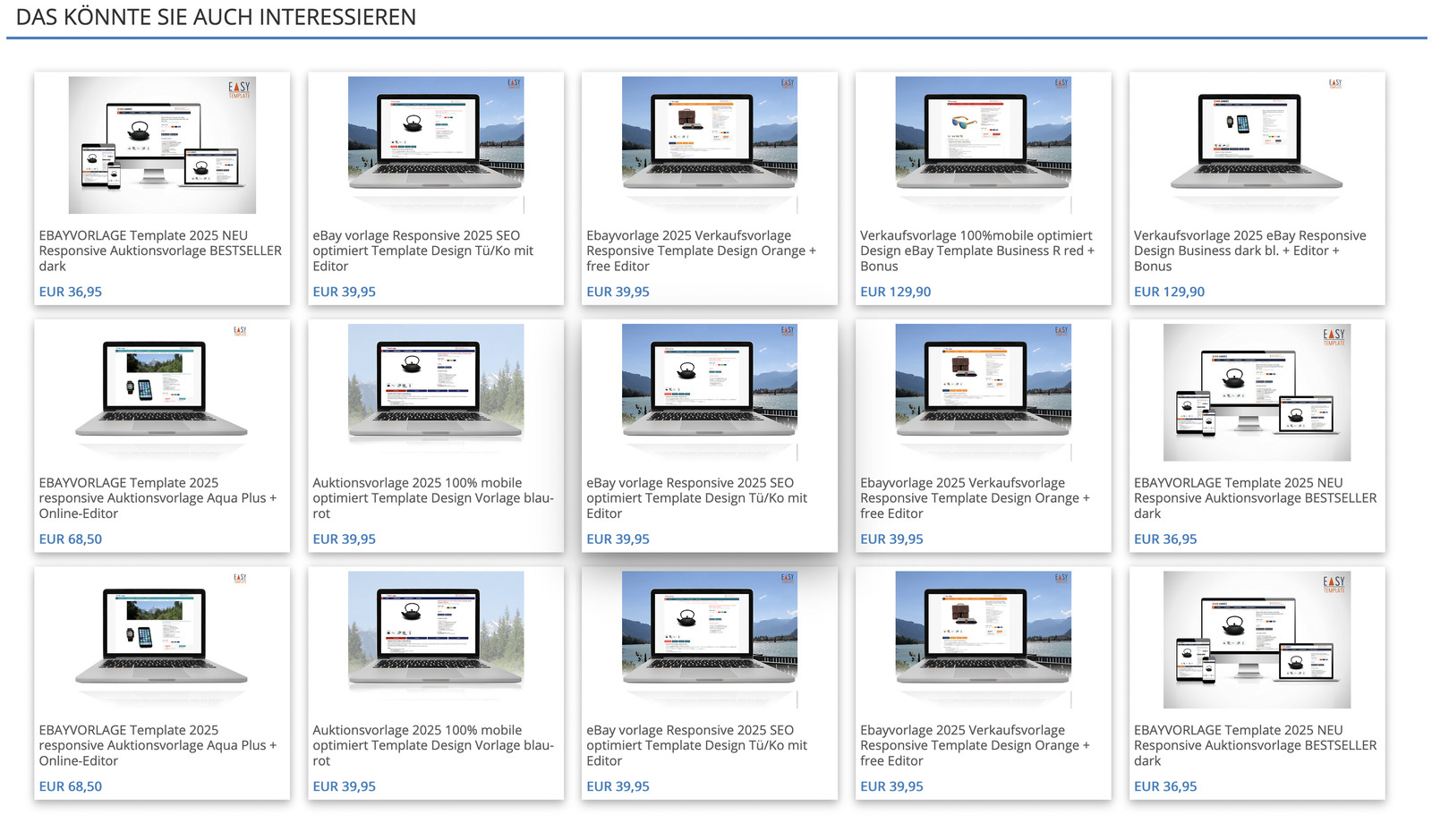 eBay Vorlage NEU Auktionsvorlage Responsive Easy-Template Design grey/blue