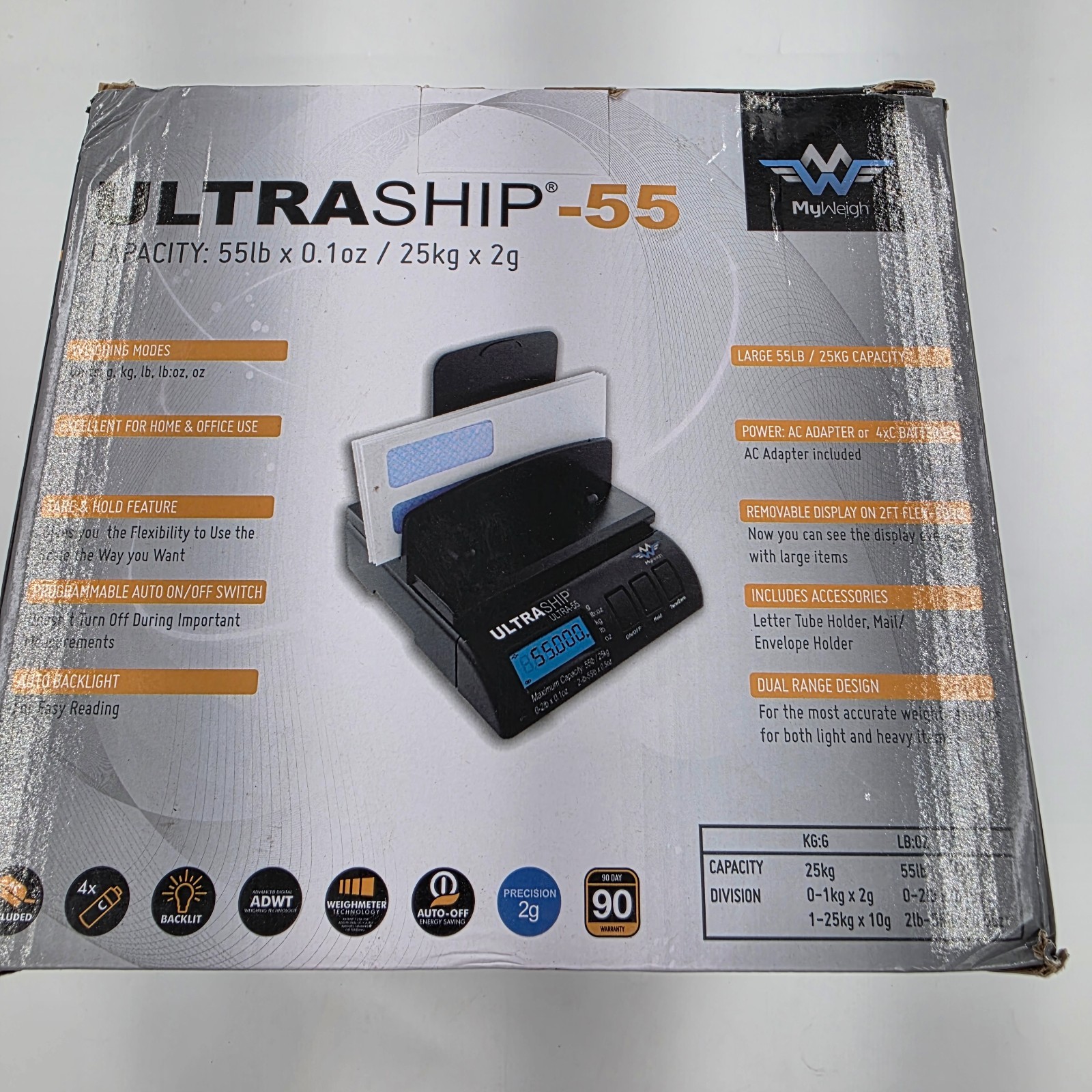 My Weigh Ultraship 55 Digital Shipping Scale 55 lb/25 kg Postal & Parcel Scale